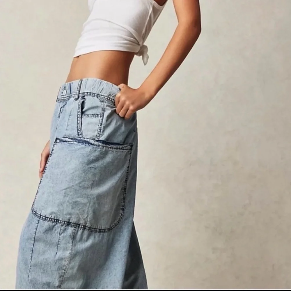 NWOT People Wide-Leg Low-Slouch Boho Low Raise Relaxed Silhouette Drapey feel - Picture 2 of 6